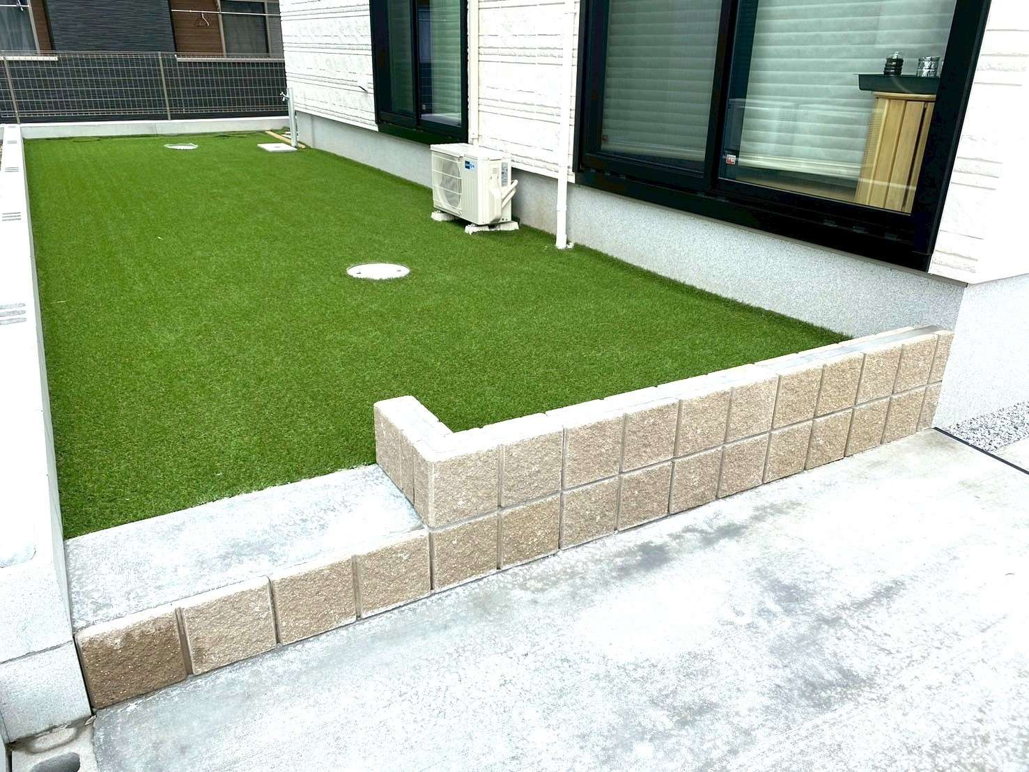 施主様支給の人工芝施工｜大分市