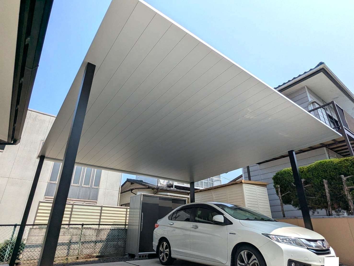 ポリカレスカーポート”プレーンルーフ”設置｜大分市